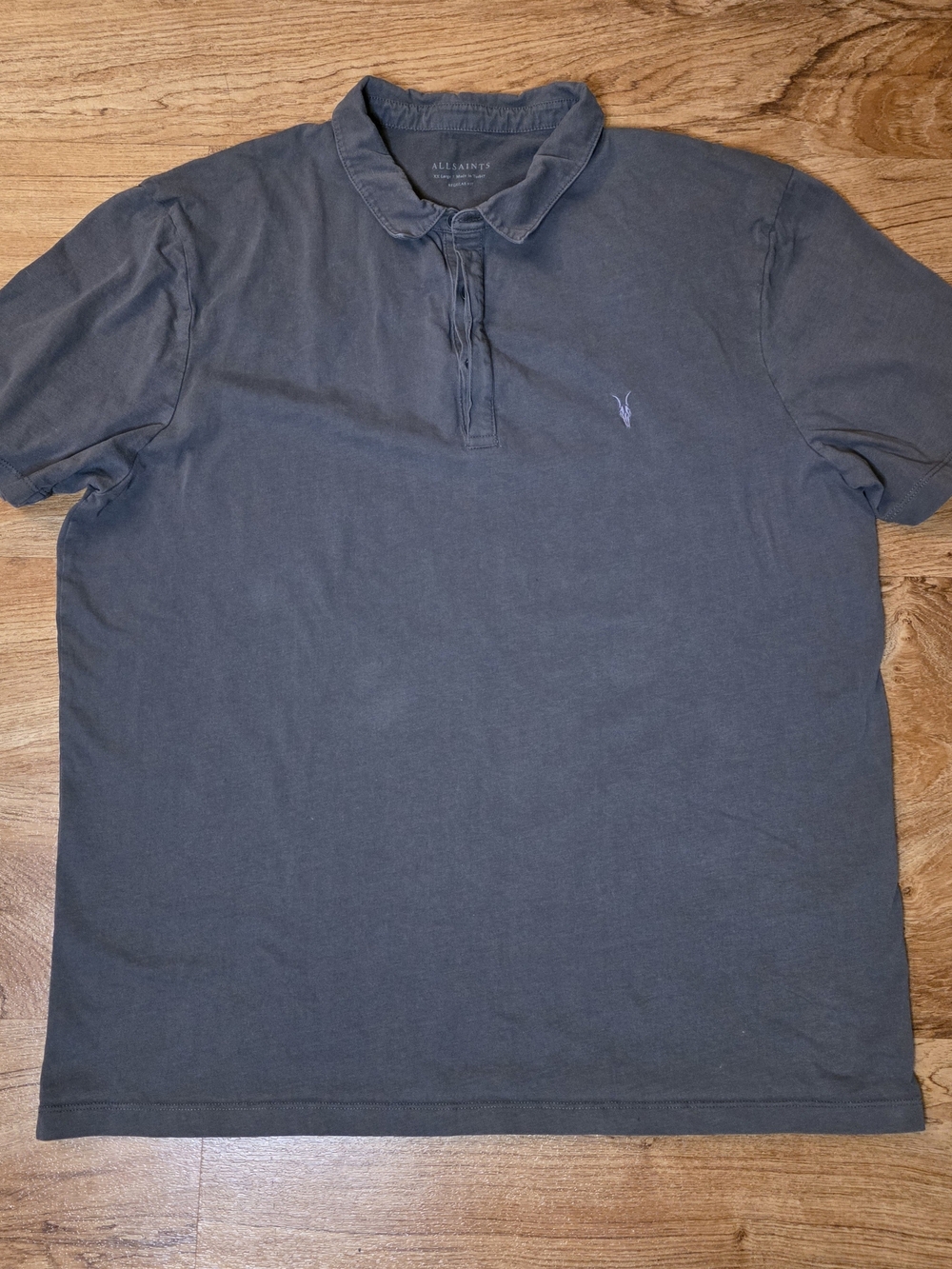 All Saints Grey Short Sleeve Polo Shirt